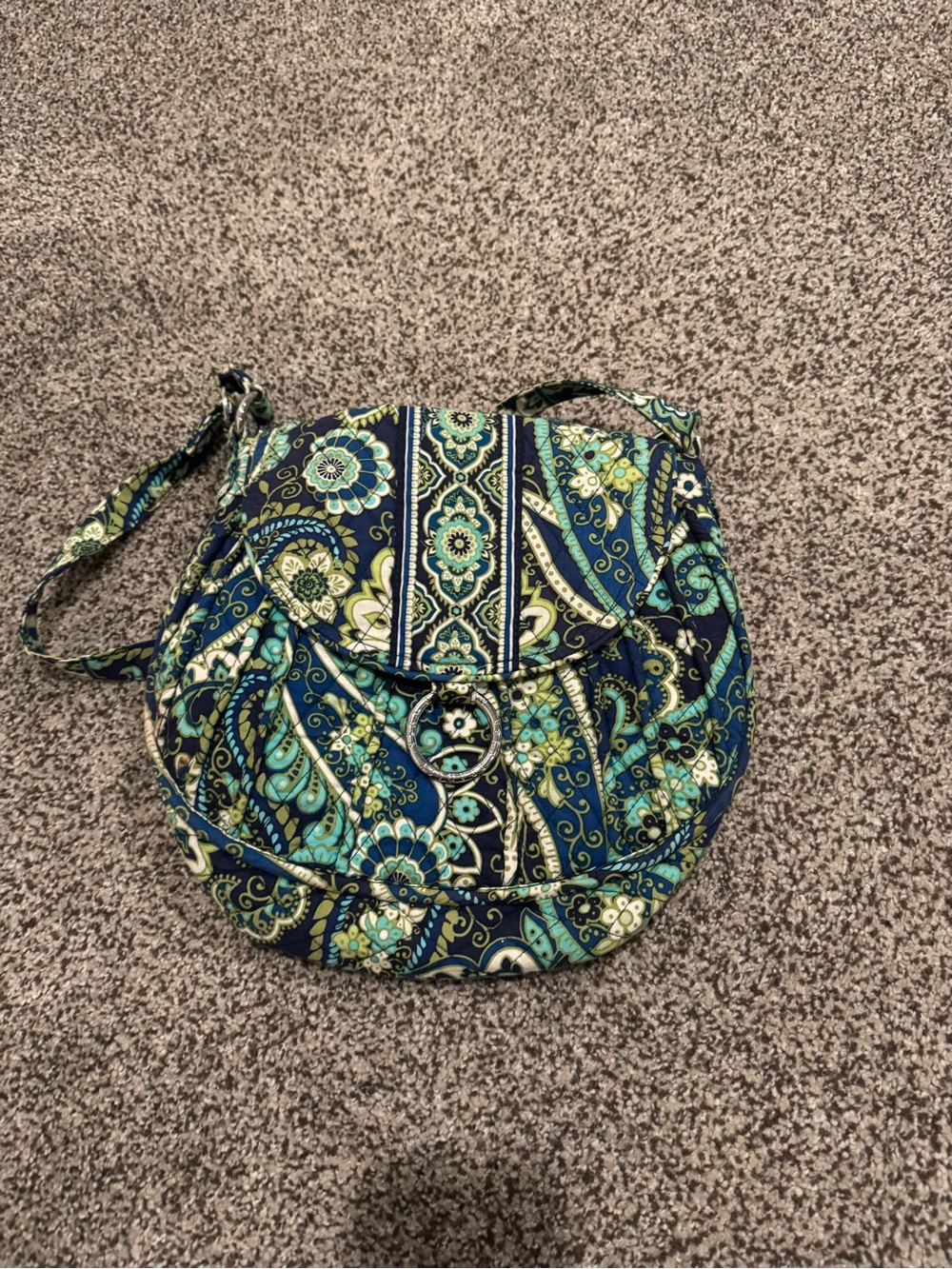Vera Bradley Navy Teal Green Paisley Crossbody Bag